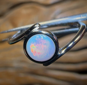 Sterling Silver - South Australian Solid White Opal Ring