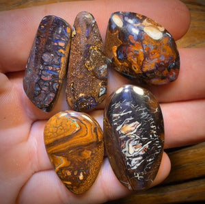 139.9cts - 5x Australian Tribal Boulder Opal’s. Wholesale Dealers Parcel