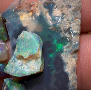 22.6cts - 7x Lightning Ridge Crystal, Dark and Black Opal Rubs Parcel - Opal Whisperers