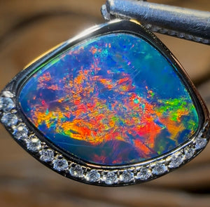 14k Gold - Queensland Boulder Opal Doublet Pendant - Opal Whisperers