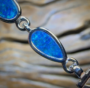 Sterling Silver - Australian Boulder Doublet Opal Bracelet