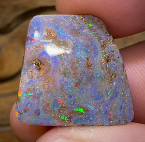 21.9cts - Red Multicolour, Queensland Boulder Opal from Winton - Opal Whisperers