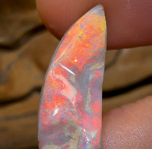 7.3cts - Top Lightning Ridge Dark Opal Rub with Red Fire - Opal Whisperers