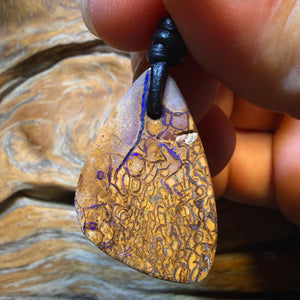 32 x 21mm - Blonde Drilled Tribal Queensland Boulder Opal Necklace. Australian Opal