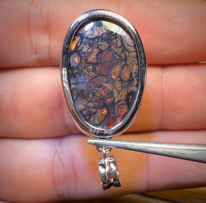Sterling Silver - Solid Tribal Boulder Opal Pendant UNISEX