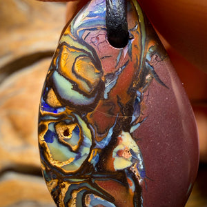 For VIK 🤩 34 x 19mm - Drilled Tribal Queensland Boulder Opal Necklace