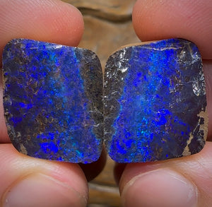 (Template) 69.8cts - Australian Boulder Opal Specimen. Natural Split Pair - Opal Whisperers