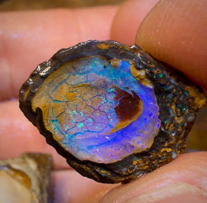 🔒108 ct – 3x seltene Rohopal-Einheit mit Yowah-Nuss-Kristallzentrum. Australischer Boulder-Opal.