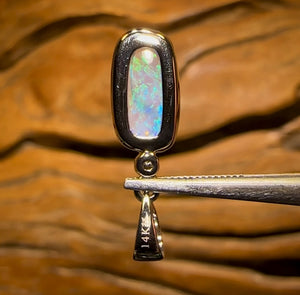 14k White Gold - Solid South Australian Crystal Opal Pendant