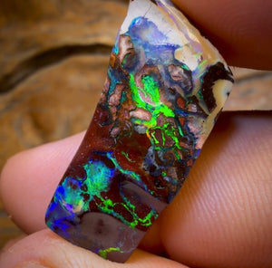 29.9cts - Top Tribal Boulder Opal from Koroit. Electric Green!