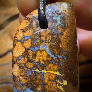 Bargain Card! 41 x 19mm - Drilled Tribal Queensland Boulder Opal Necklace