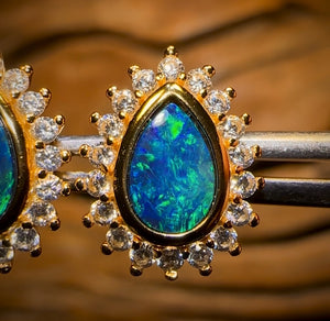 Sterling Silver - Australian Boulder Opal Doublet Stud Earrings