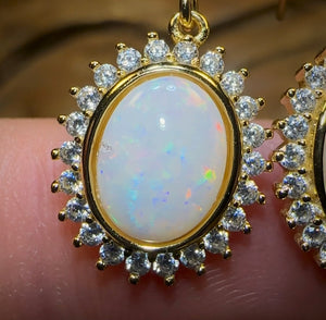 Sterling Silver - South Australian White Opal Hook Earrings - Opal Whisperers