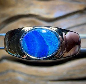 “Water Ways” Sterling Silver - UNISEX Queensland Boulder Opal Doublet Ring