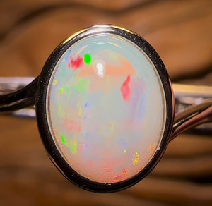 Sterling Silver - Solid South Australian Crystal Opal Ring