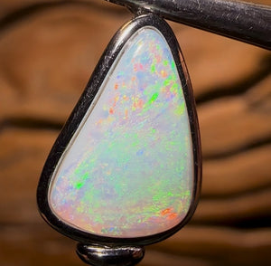 Sterling Silver - Solid South Australian Crystal Opal “Key to my Heart” Pendant