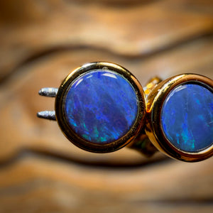Sterling Silver Gold Plated - Australian Boulder Opal Doublet Stud Earrings
