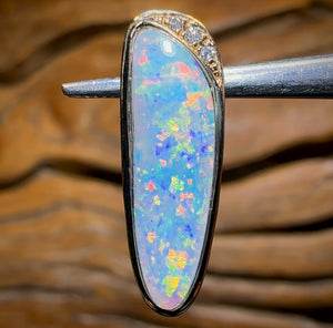 14k Gold - Solid South Australian Crystal Opal Pendant