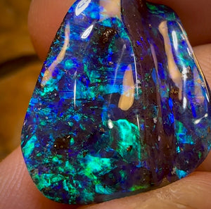 19.3cts - “Celebrity Stone” TOP GEM TOP UNDULATED CUT Yowah Seam Opal. Featured on “Outback Opal Hunters”!