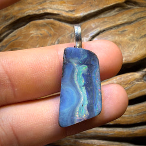 “Waters Way” Solid Queensland Boulder Seam Opal Pendant
