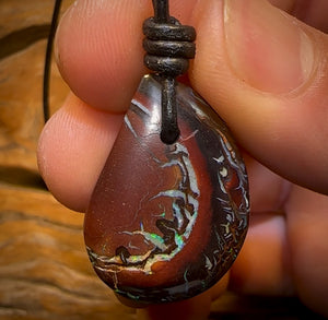 28 x 20mm - “Man in the Moon” Drilled Tribal Australian Boulder Opal Necklace