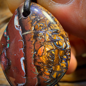 32 x 24mm - Drilled Tribal Queensland Boulder Opal Necklace