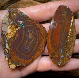 (Template) 396cts - 2x Yowah Nut Rough Slabs. Australian Boulder Opal - Opal Whisperers