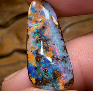 10.9cts - Red Miltifire Queensland Boulder Solid Opal from Winton - Opal Whisperers