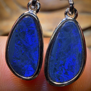 Wild Card! Sterling Silver - Australian Boulder Opal Doublet Drop Stud Earrings
