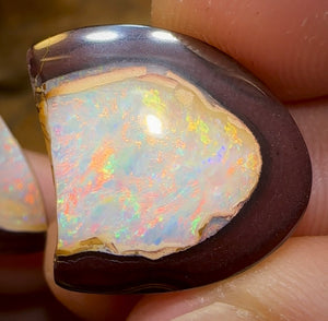 38.7cts - 2 Kernel Fish Yowah Nut Crystal Centre Pair. Heritage Collection - Opal Whisperers