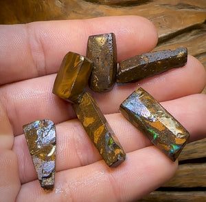 (Template) 69cts - 6x Australian Boulder Opal Rubs. TOP QUALITY - Opal Whisperers