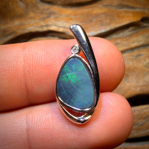 BARGAIN CARD! LARGE Sterling Silver - Queensland Boulder Opal Doublet Pendant