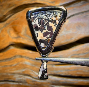 Obsidian Daddy Sterling Silver - UNISEX Solid Tribal Boulder Opal Pendant