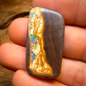 Bargain Card! 49.3cts - “Jet Stream” Large Australian Boulder Seam Opal. Electric Red Multi
