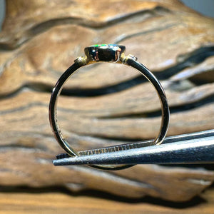 14k Gold Boulder Doublet Opal Ring with Diamonds - Opal Whisperers