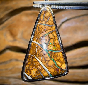 Sterling Silver - Tan Tribal 2 Boulder Opal UNISEX Pendant