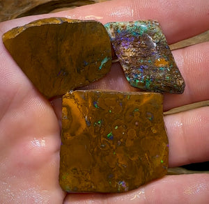 166.9cts - 3x Yowah Nut Rubs. Australian Boulder Opal - Opal Whisperers