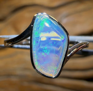 14k White Gold - Solid South Australian Crystal Opal Ring - Opal Whisperers