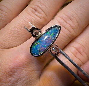 Sterling Silver - Queensland Boulder Opal Doublet Ring - Opal Whisperers
