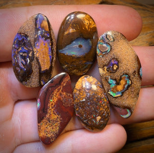 134.2cts - 5x Australian Boulder Opal’s. Wholesale Dealers Parcel