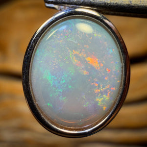 Sterling Silver - Large Solid South Australian Crystal Opal Pendant
