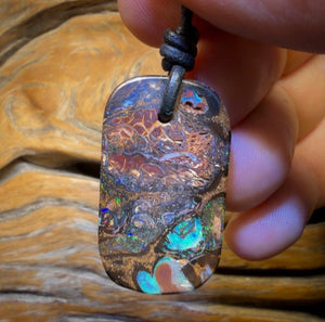 34 x 20mm - Top Drilled Tribal Queensland Boulder Opal Necklace