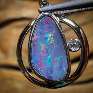 Sterling Silver - Australian Boulder Opal Doublet Pendant