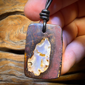 35 x 23mm - Drilled Queensland Boulder Opal Kernel Necklace