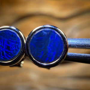 Sterling Silver - Royal Blue Australian Boulder Opal Doublet Stud Earrings