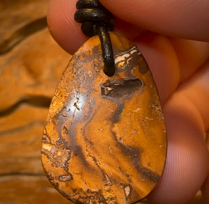 30 x 22mm - Opal Wood Drilled Australian Boulder Opal Necklace