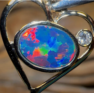 14k Gold - Queensland Boulder Opal Doublet Pendant Semi Harlequin - Opal Whisperers