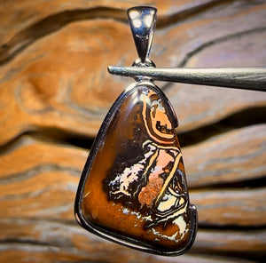 Daddy Storm Sterling Silver - UNISEX Solid Tribal Boulder Opal Pendant