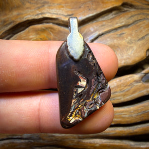 Solid Tribal Queensland Boulder Opal Pendant