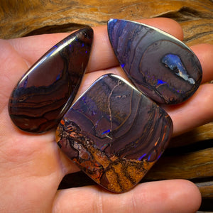 Half Price Card! 267.6cts - Yowah Nut Tribal Opal Trio Parcel. Australian Opal